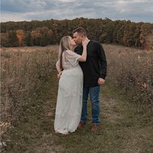 White Lace Mesh Overlay Maternity Maxi Dress